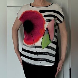 24 hr 1/2 price sale! Luisa Cerano Women's  Top with Pink and Green Design